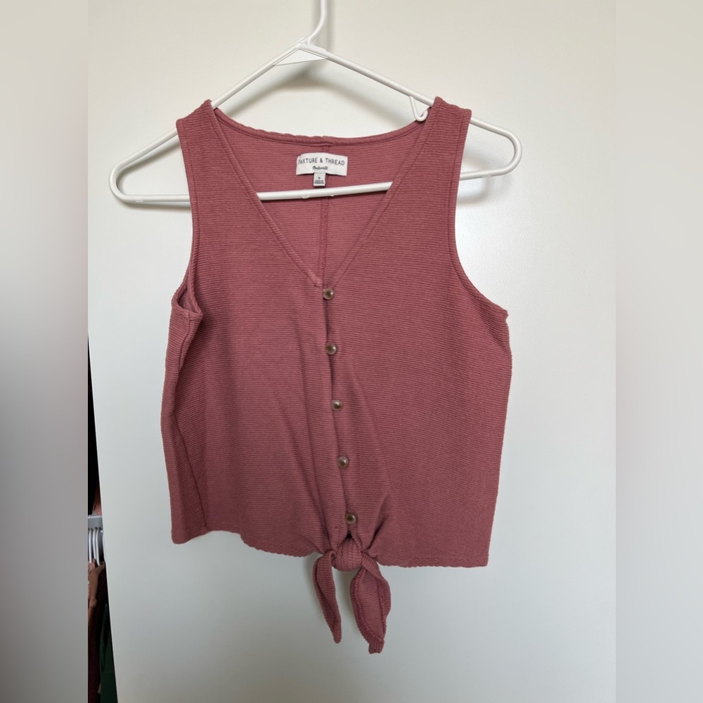 Madewell Tie Button Up Pink Tank Top